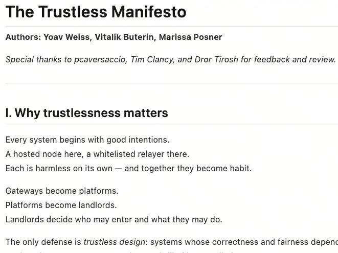 Trustless Manifesto
